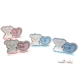 Bomboniera Orologio legno Orsetto Cuore Rosa