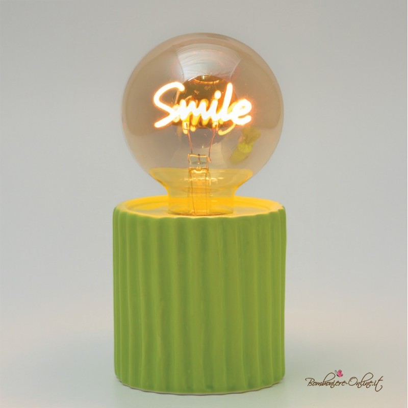 Bomboniera Lampada in Ceramica Verde Smile