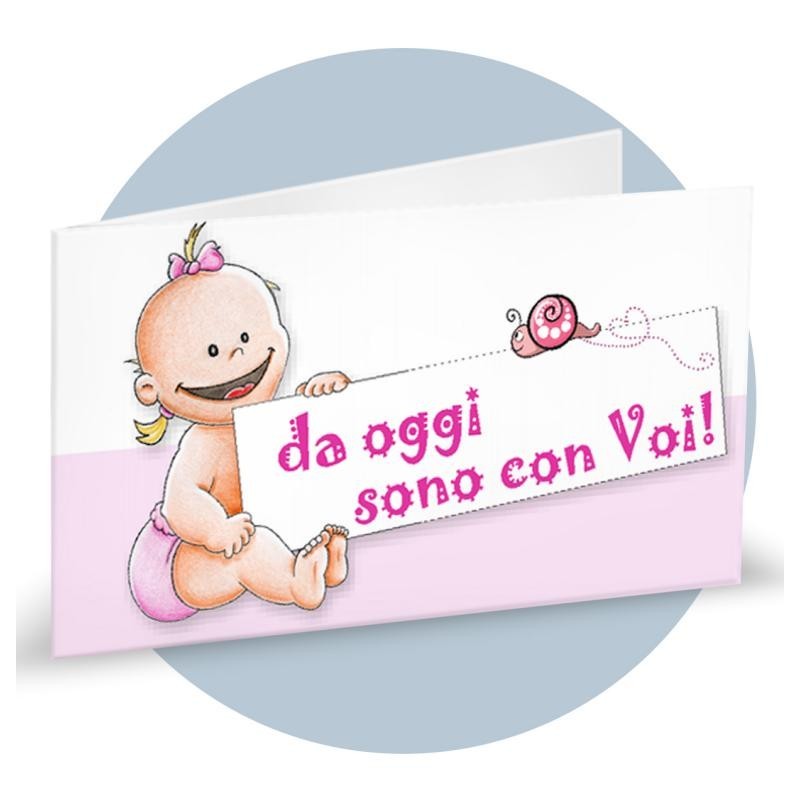 Bigliettino Bomboniera Bimba "Da oggi sono con Voi!"