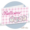 Bigliettino Bomboniera Battesimo Bimba Cubi Gioco