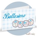 Bigliettino Bomboniera Battesimo Bimbo Cubi Gioco