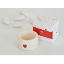 Bomboniera matrimonio portatovagliolo in ceramica con decorazione cuore rosso