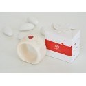 Bomboniera matrimonio portatovagliolo in ceramica con decorazione cuore rosso