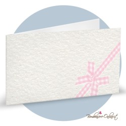 Bigliettino Bomboniera Nascita o Battesimo Rosa con Fiocco Vichy
