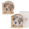 Bomboniera tema viaggio Mappamondo su base legno con luce led