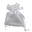 Sacchetto Portaconfetti Argento e Bianco 25° Anniversario