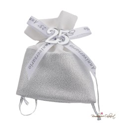 Sacchetto Portaconfetti Argento e Bianco 25° Anniversario