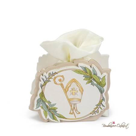Scatolina con Foglie Sacchetto Porta Confetti Cresima
