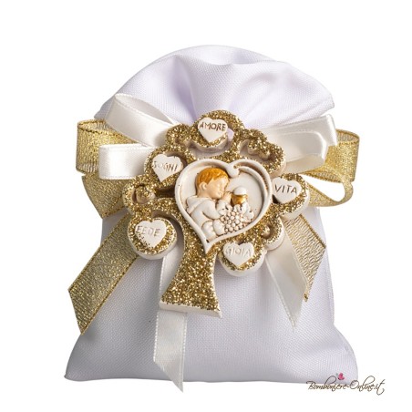 Sacchetto Porta Confetti Albero della Vita Gold Bambino Prima Comunione - SGN-STCM25047-25