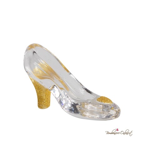Bomboniera Scarpetta in Vetro Gold con Rosa