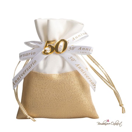 Sacchetto Portaconfetti Nozze d'Oro Gold 50