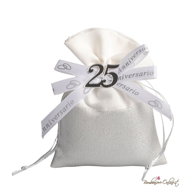 Sacchetto Portaconfetti Nozze d'Argento 25