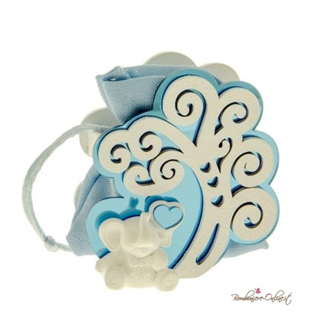 Scatolina con Sacchetto Porta Confetti Albero Elefantino Boy