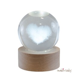 Bomboniera Lampada Globo Cuore su base legno