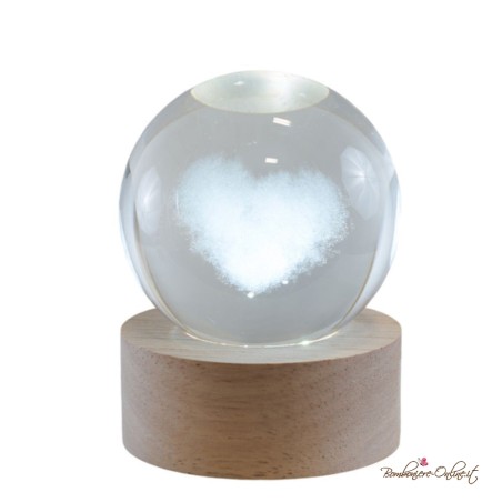Bomboniera Lampada Globo Cuore su base legno