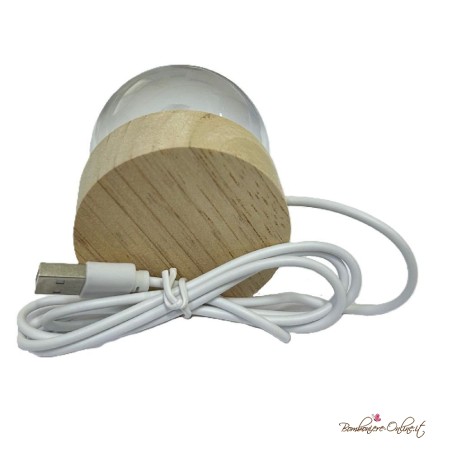 Bomboniera Lampada Globo Cuore su base legno