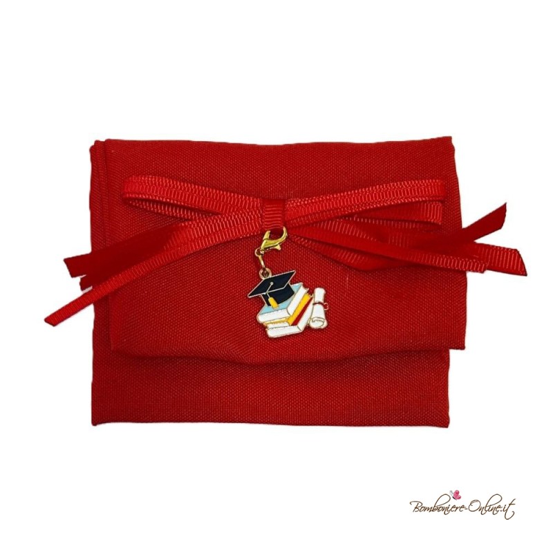 Bustina Portaconfetti cotone ROSSO con TOCCO LAUREA