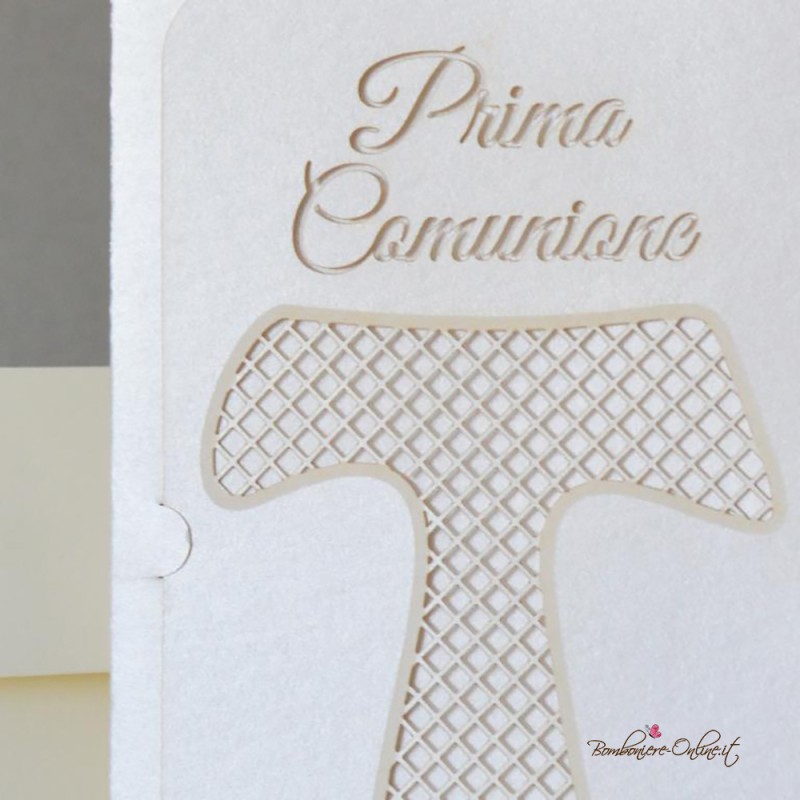 Invito Comunione Argento taglio laser verticale - CO111