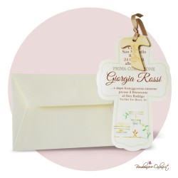 Invito Comunione Croce con Tao in legno