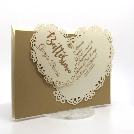 Invito Battesimo Doppio Medaglione taglio laser