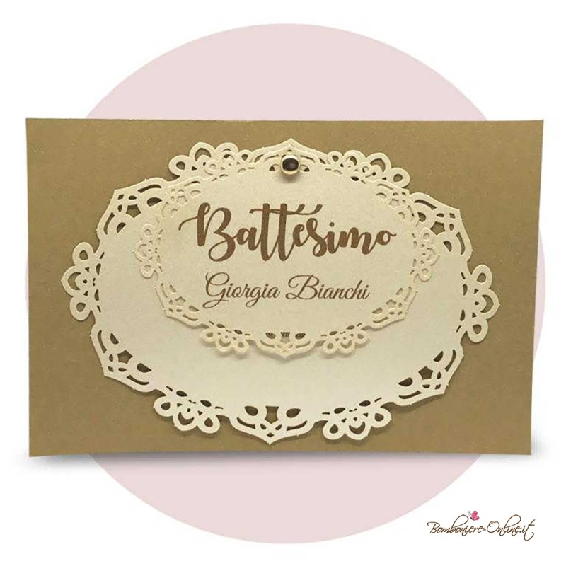 Invito Battesimo Doppio Medaglione taglio laser