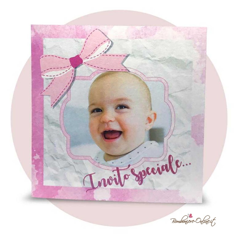 Invito Battesimo con foto Bimba