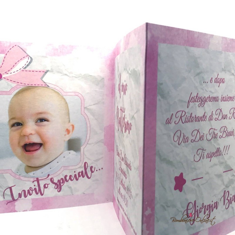 Invito Battesimo con foto Bimba