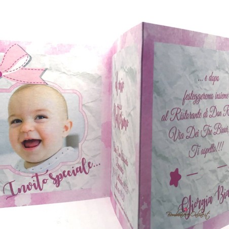 Invito Battesimo con foto Bimba