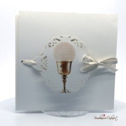 Invito Comunione Calice con inserto elegante bordura