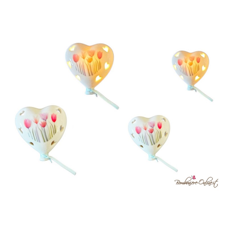 Bomboniera Palloncino grande a Cuore con Tulipani