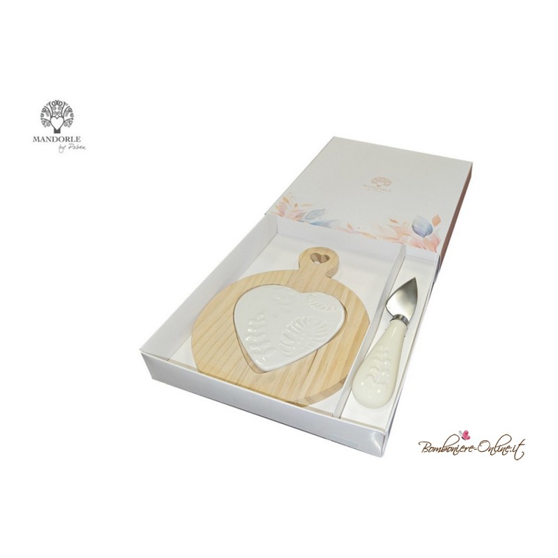 Bomboniera Set Tagliere e coltello Foglie