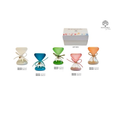 Bomboniera Clessidra Arancione Grande Satin con Cuore Oro