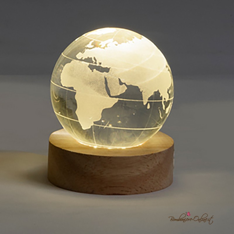 Bomboniera Globo piccolo Mappamondo su Base luce led