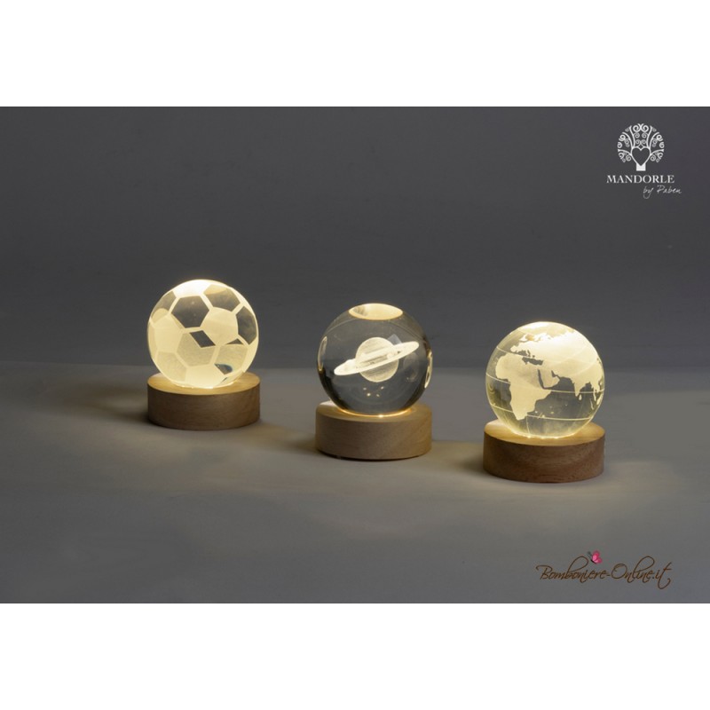 Bomboniera Globo piccolo Pianeta Saturno su Base luce led