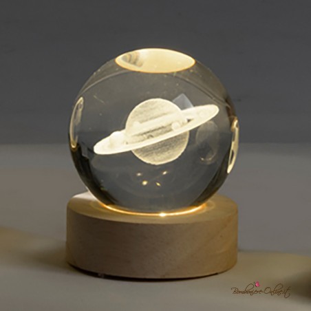 Bomboniera Globo piccolo Pianeta Saturno su Base luce led