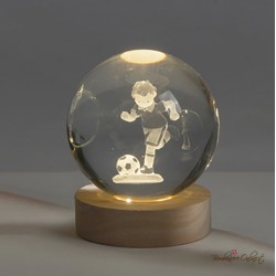 Bomboniera Globo piccolo Bambino Calciatore su Base luce led