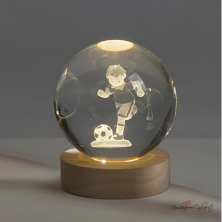 Bomboniera Globo piccolo Bambino Calciatore su Base luce led