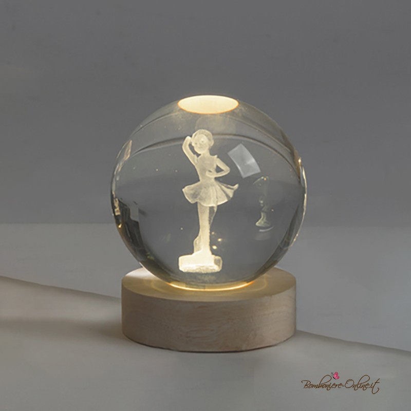 Bomboniera Globo piccolo Ballerina su Base luce led