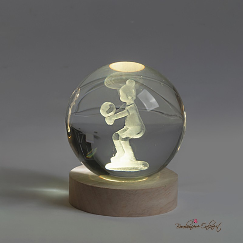 Bomboniera Globo piccolo Bambina che gioca a Pallavolo su Base luce led