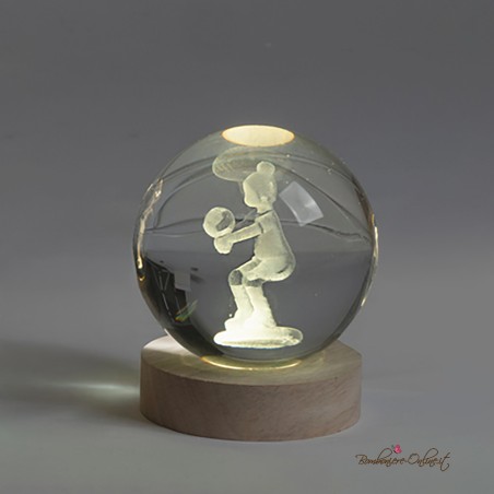 Bomboniera Globo piccolo Bambina che gioca a Pallavolo su Base luce led