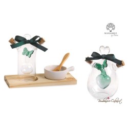 Bomboniera Oliera in Vetro con Farfalla Verde