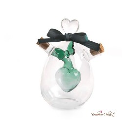 Bomboniera Oliera in Vetro con Farfalla Verde