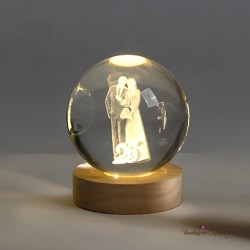 Bomboniera Globo piccolo Sposi Nozze d'Argento su Base luce led