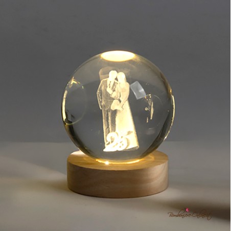 Bomboniera Globo piccolo Sposi Nozze d'Argento su Base luce led