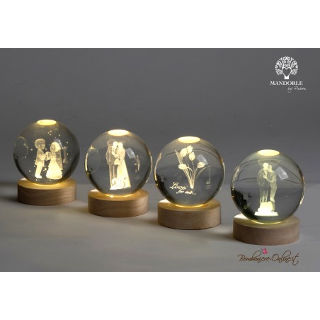 Bomboniera Globo grande Sposi Nozze d'Argento su Base luce led