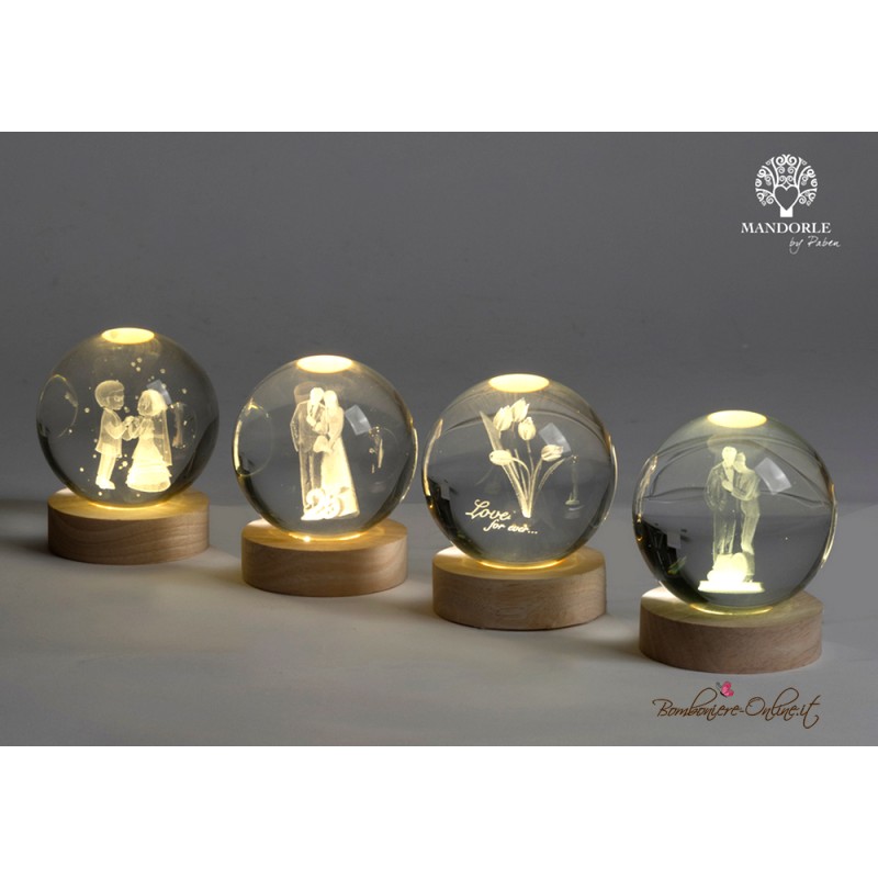 Bomboniera Globo piccolo Sposi Nozze d'Oro su Base luce led