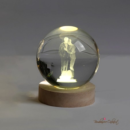 Bomboniera Globo grande Sposi Nozze d'Oro su Base luce led