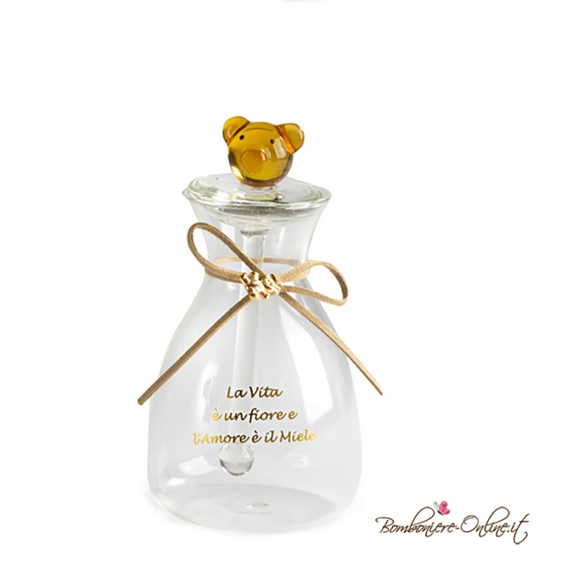 Vasetto piccolo per Miele con Dosatore Orsetto "La Vita è un Fiore..."