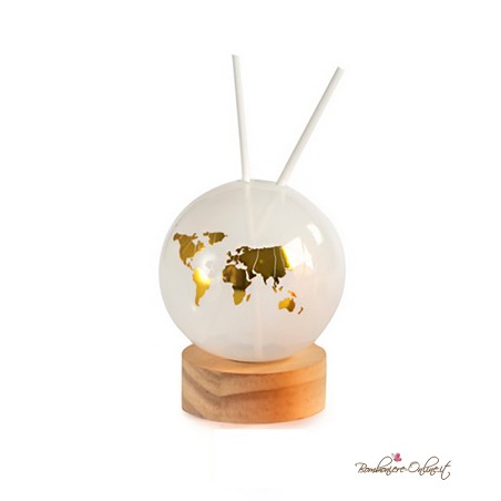 Bomboniera in vetro Diffondiprofumo Bianco con Planisfero