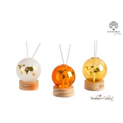 Bomboniera in vetro Diffondiprofumo Arancione con Planisfero Luce Led